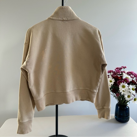 RE/DONE x Hanes 70's half-zip sweatshirt • small • cropped • khaki • flaw* - Picture 4 of 12